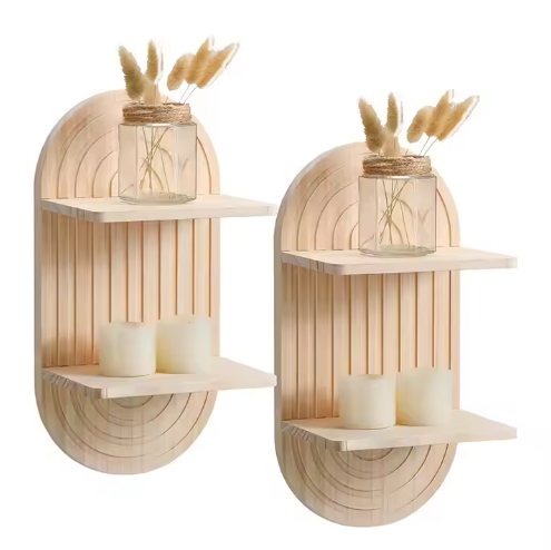 Estante de madera natural